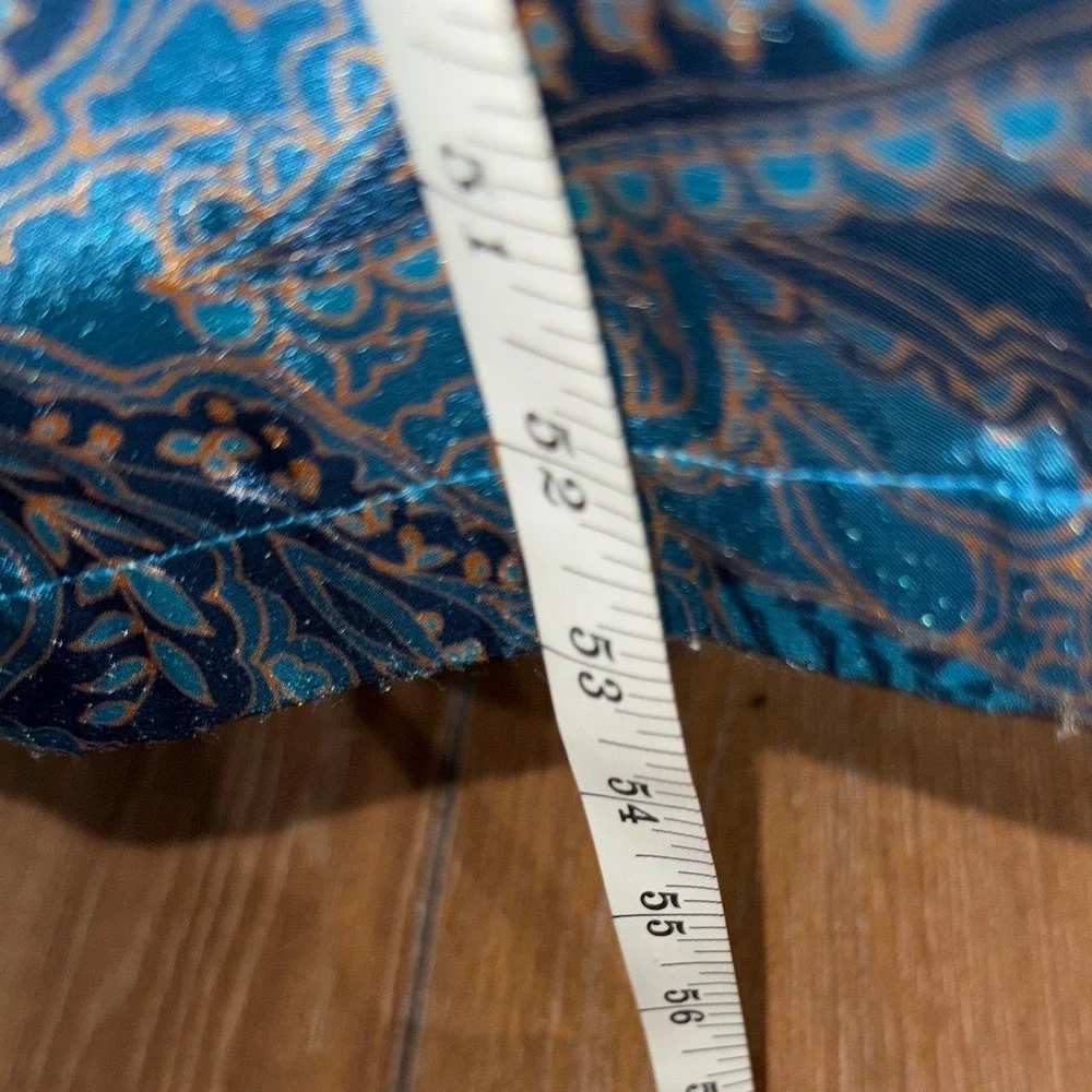 Morgan Taylor Intimates Blue Paisley Fleece Lined Long Wrap Robe Large WPL 8046